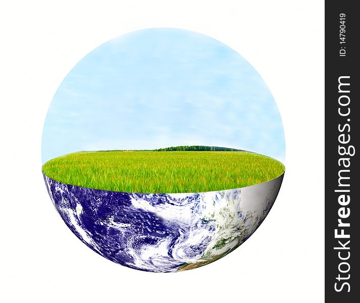 Green planet Earth isolated over white. Eco concept. Green planet Earth isolated over white. Eco concept