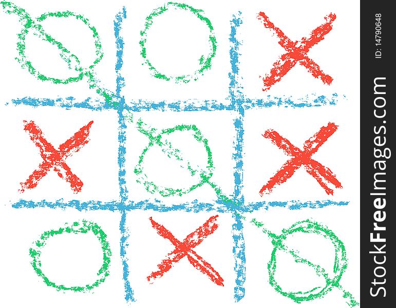 Hand Drawn Tic Tac Toe Game, vector format