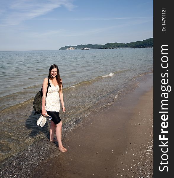 Young woman vacationing at a Baltic Sea coast. Young woman vacationing at a Baltic Sea coast