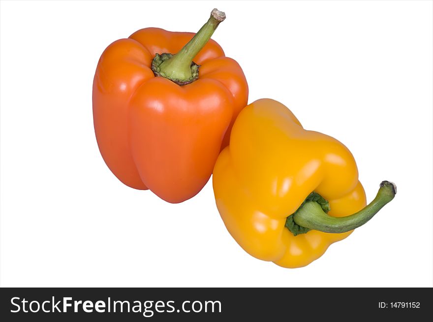 Two sweet peppers isolated on white background. Two sweet peppers isolated on white background