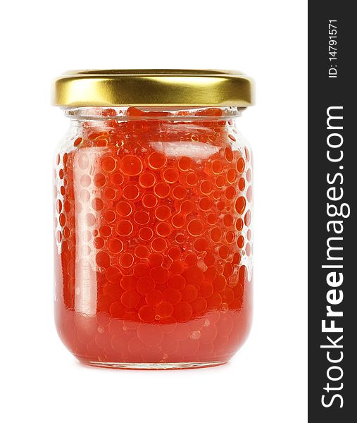 Glass jar of red spawn