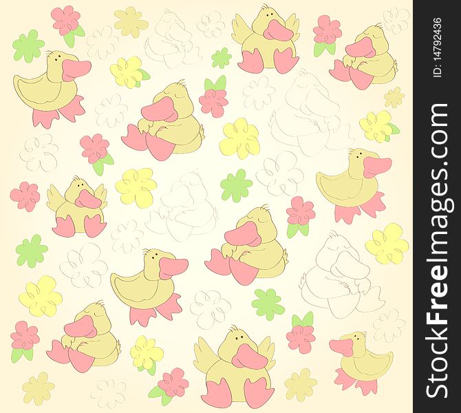 Background with the ducks for children