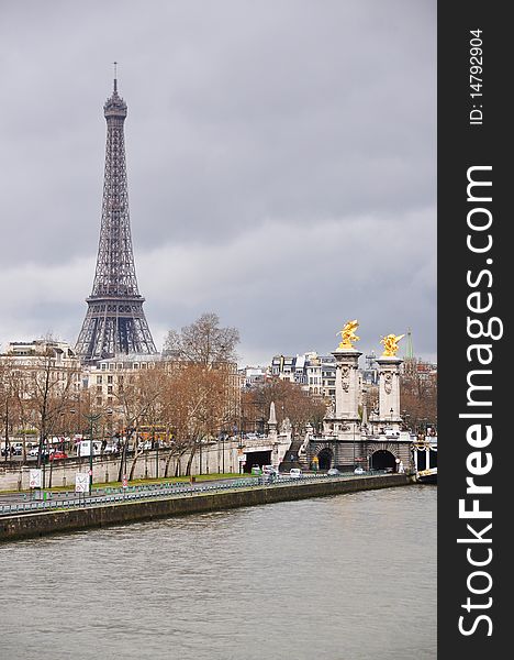 Eiffel tower across Seine river