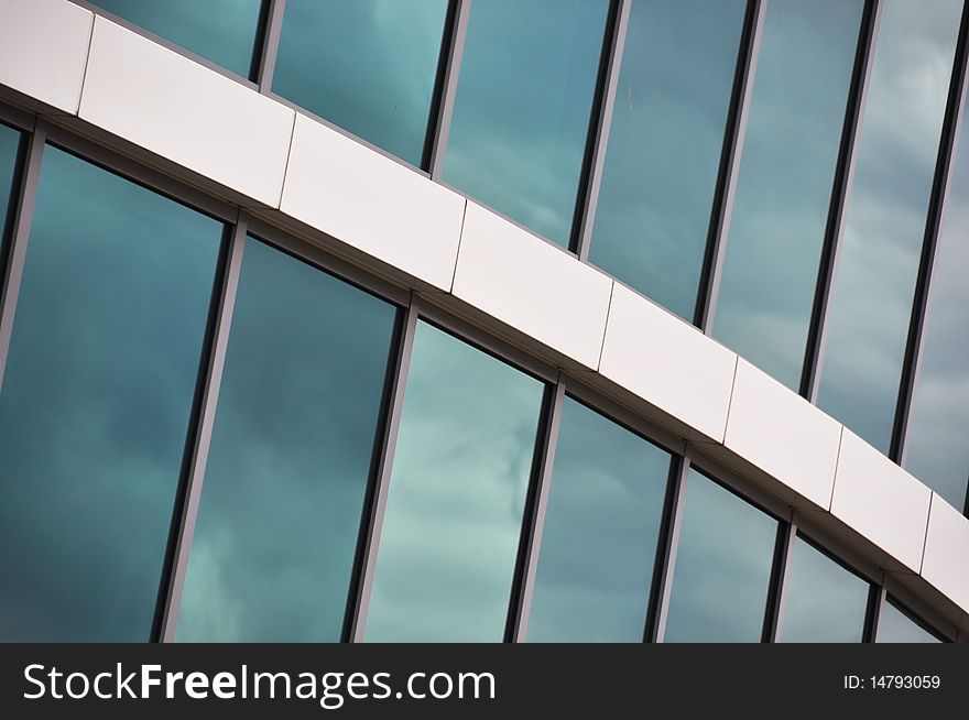 Glass wall of an office building