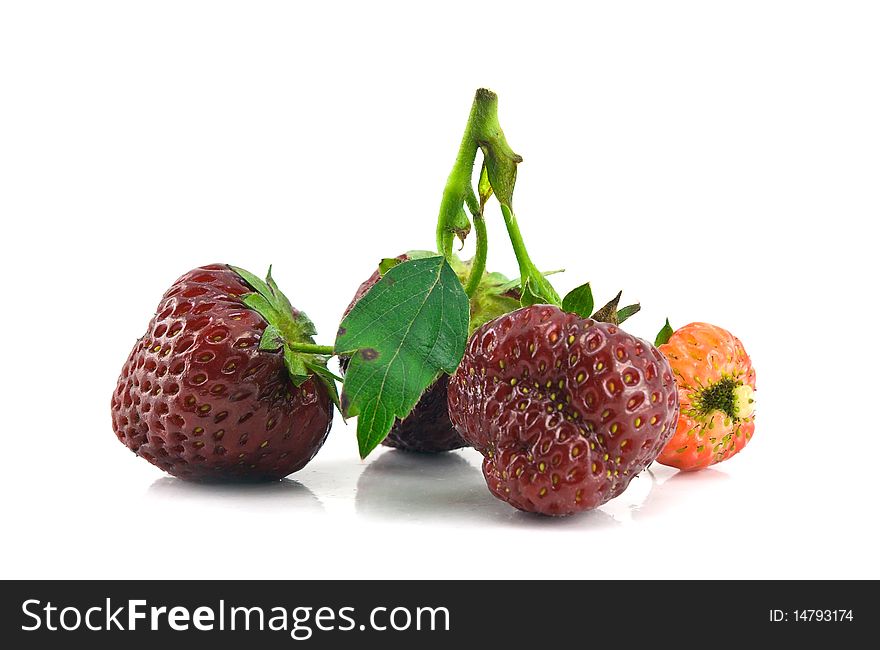 Bunch of strawberries isolated on a white background