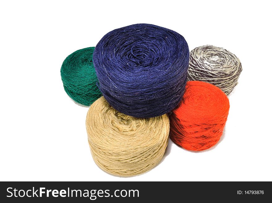 Colored balls of wool yarn isolated on white background. Colored balls of wool yarn isolated on white background