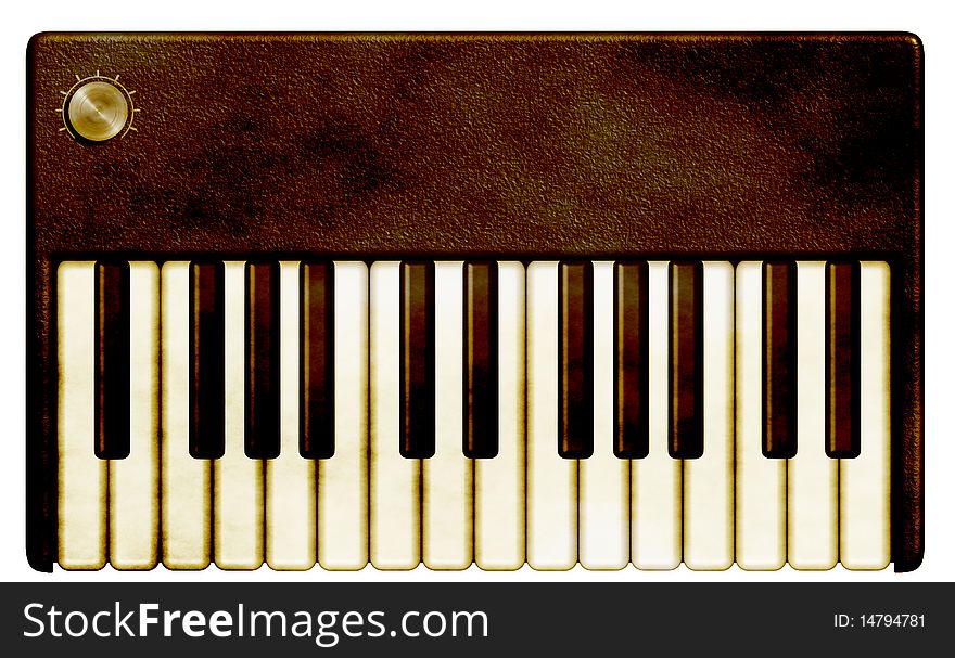 Grunge keyboard seventies style,  an illustration
