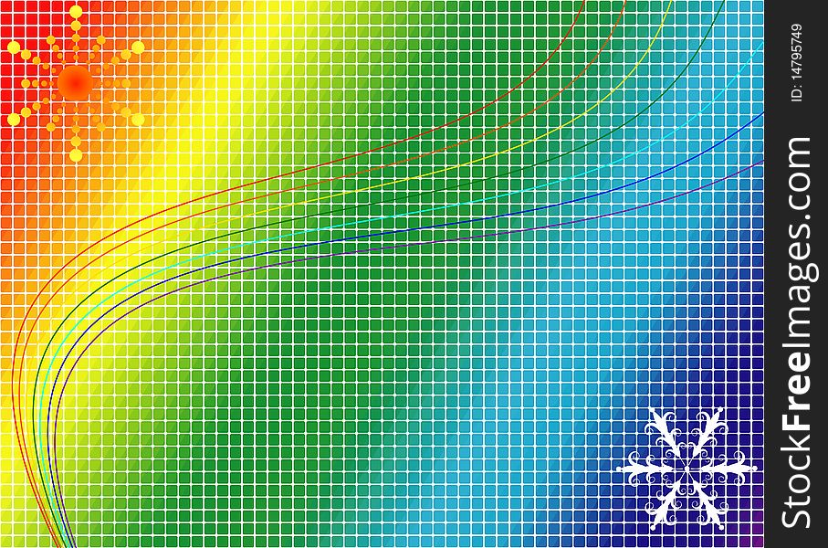 Mosaic rainbow background with lines