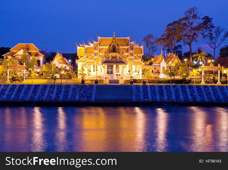 Ayutthaya Historical Park at night in Thailand. Ayutthaya Historical Park at night in Thailand