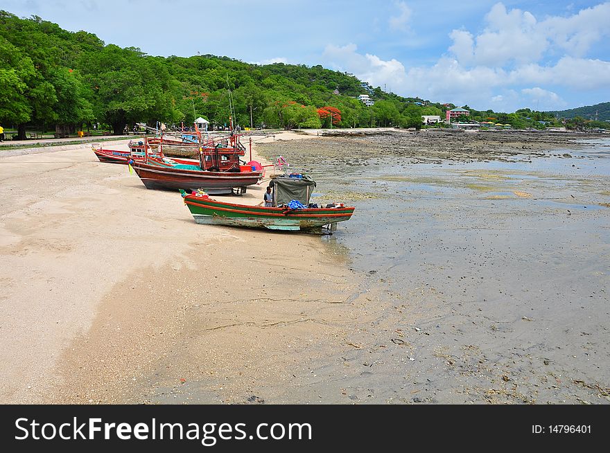 Boat at beach, Sri Chang, Thailand