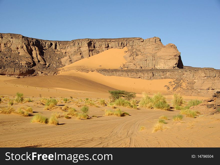 Landscape in the desert of Libya, in Africa. Landscape in the desert of Libya, in Africa