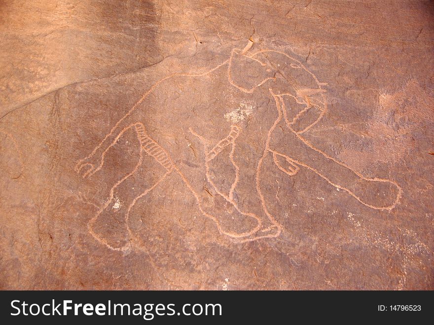 Rock engraving in the desert of Libya, in africa. Rock engraving in the desert of Libya, in africa