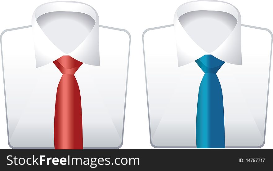 Elegant shirts with red and blue ties