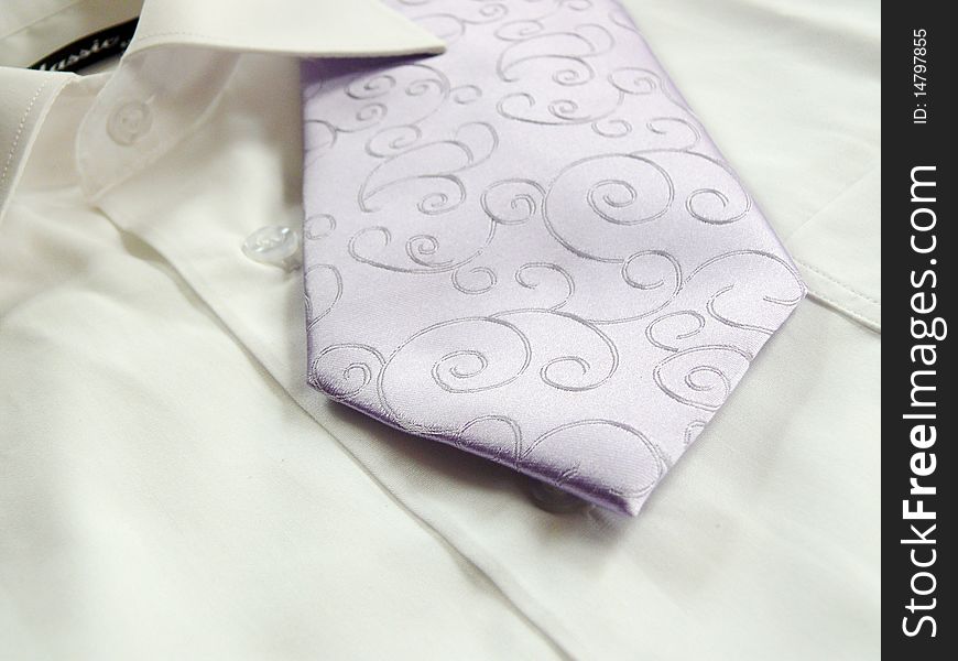 Lila ornaments tie with white shirt