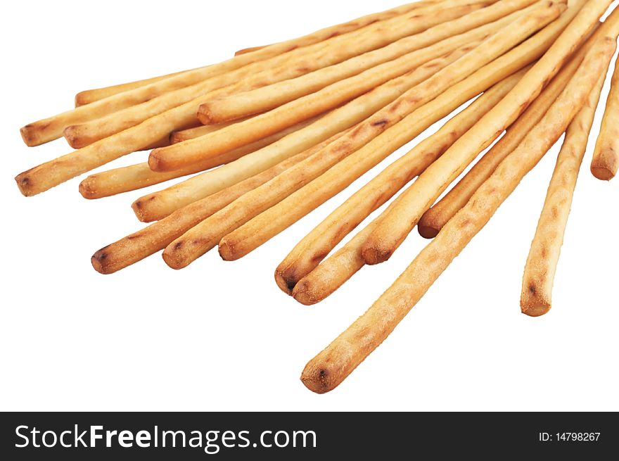 Grissini bread sticks isolated on white
