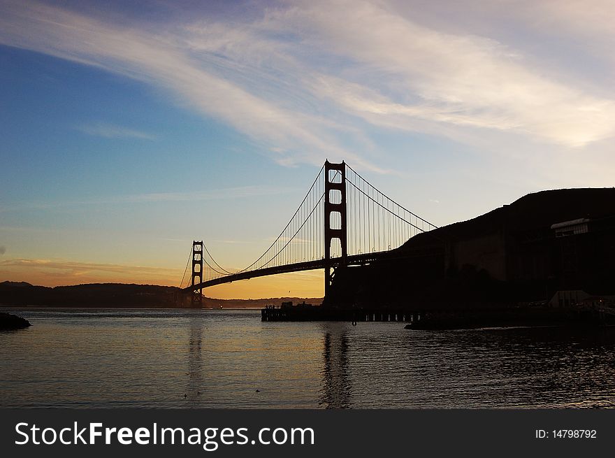 Golden Gate Bridge at dusk in San Francisco, California, USA. Golden Gate Bridge at dusk in San Francisco, California, USA