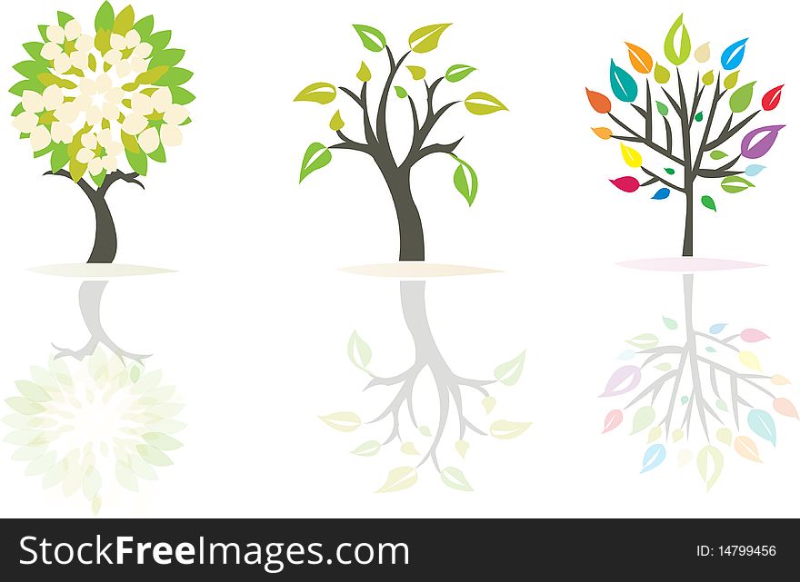 Abstract three stylish trees  illustration. Abstract three stylish trees  illustration.