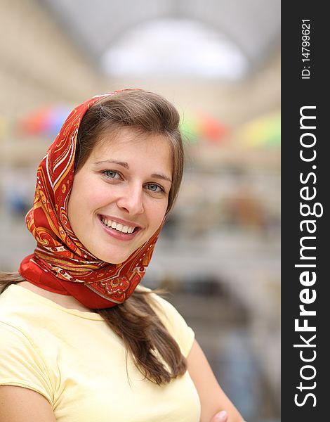 Portrait of young happy smiling woman