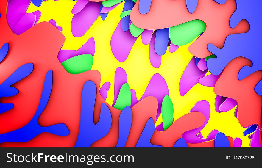 Glossy plates of different shapes. abstract three-dimensional background. 3D rendering