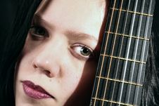 Young Woman With Guitar Stock Image Young Woman With Guitar Stock Image