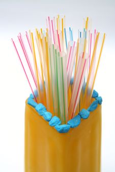 Color Tubules For A Cocktail In A Vase Stock Photography