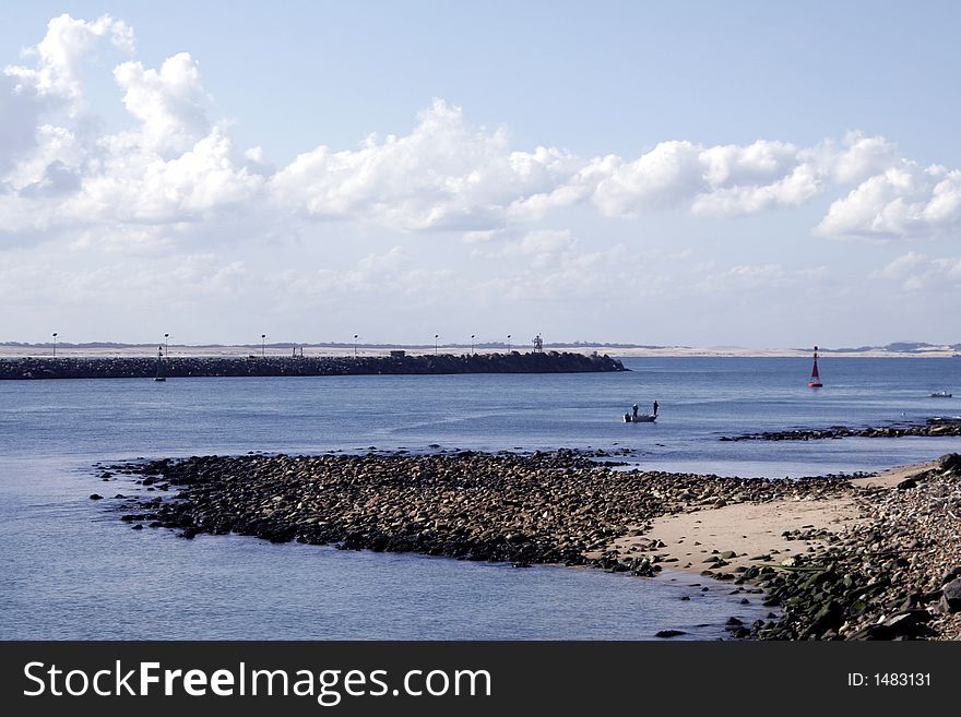 Coastal View, Newcastle Harbour Entrance On A Summer Day