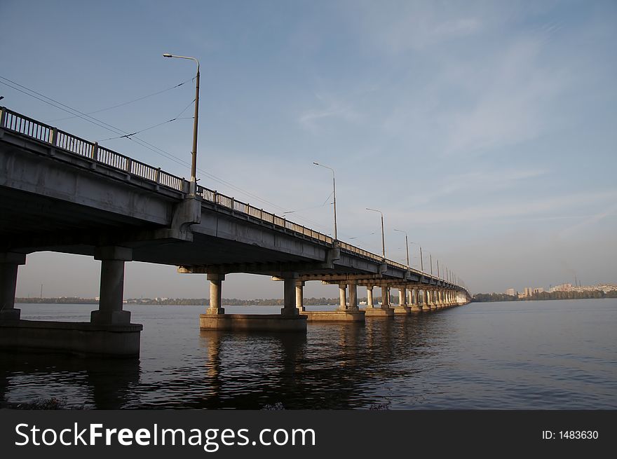 Big bridge of Dnepr river in Ukraine