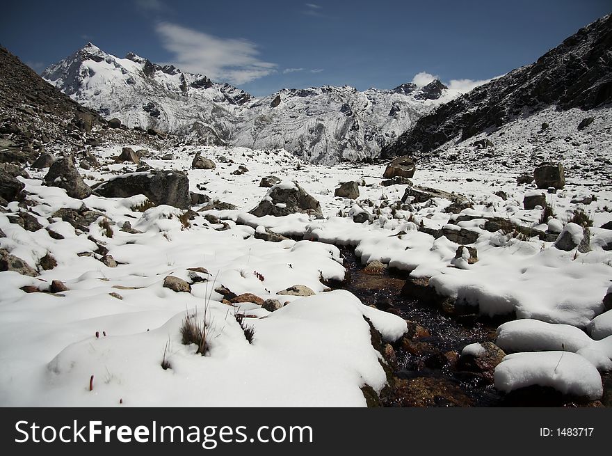 Snowcovered landscape in Cordilleras mountain. Snowcovered landscape in Cordilleras mountain