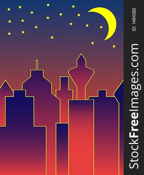 A gradient skyline in front of a gradient sky. This file ist also available as illustrator-file. A gradient skyline in front of a gradient sky. This file ist also available as illustrator-file