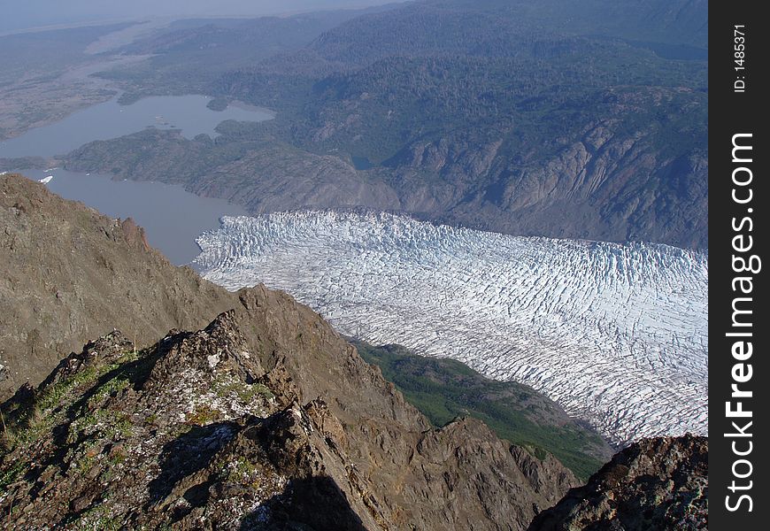 Landscape picture of grewingk glacier in kachemak bay alaska