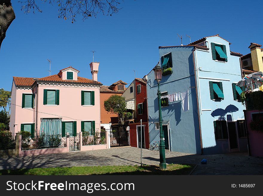 Houses on Burano island, Venice, Italy
