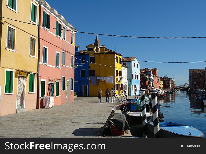 Houses on Burano island, Venice, Italy