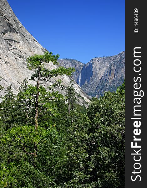 The Yosemite Valley in Yosemite National Park, California. The Yosemite Valley in Yosemite National Park, California