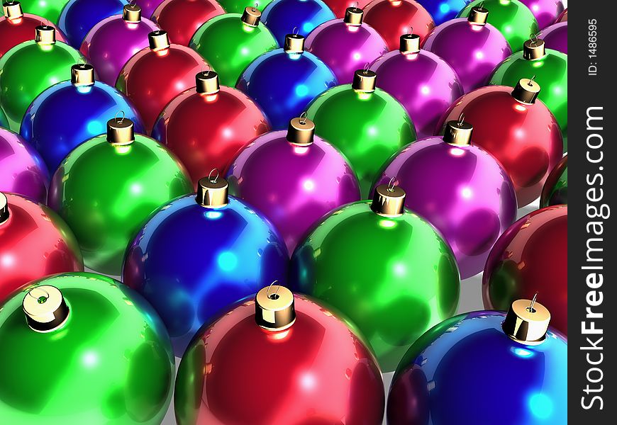 A set of colored christmas balls