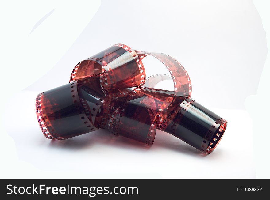 Negative film against a white background