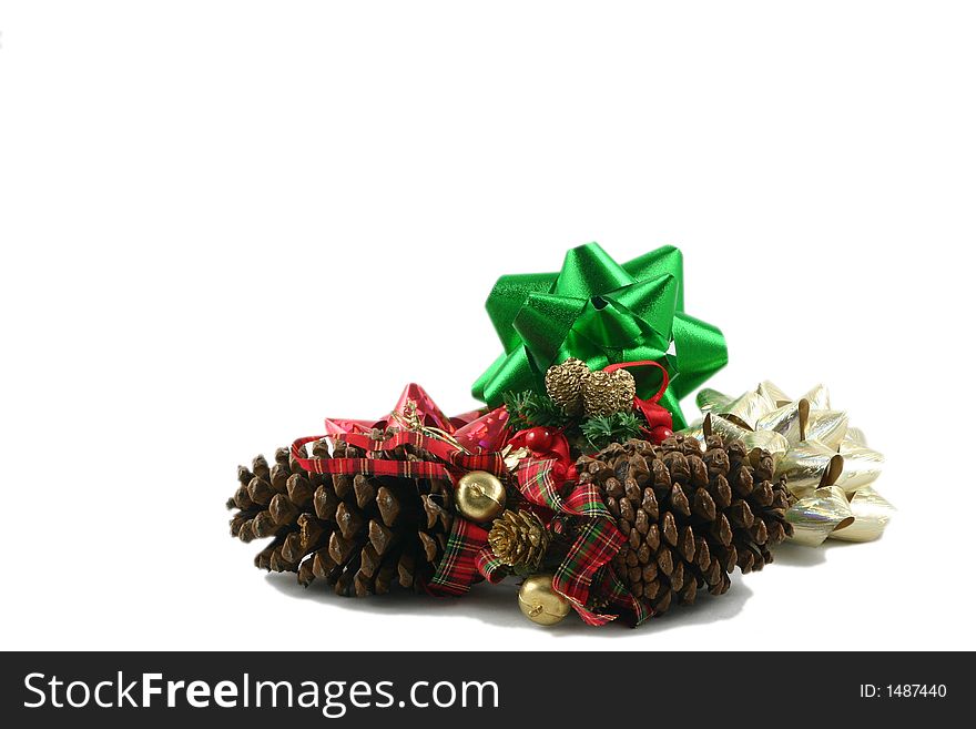 Pine cones and bows  christmas decoration