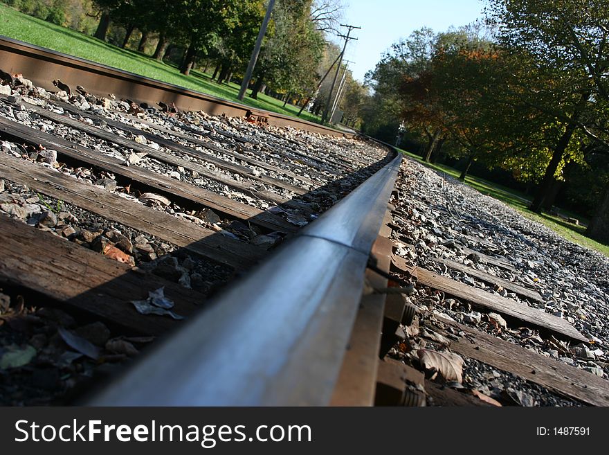 A railway through the park. A railway through the park