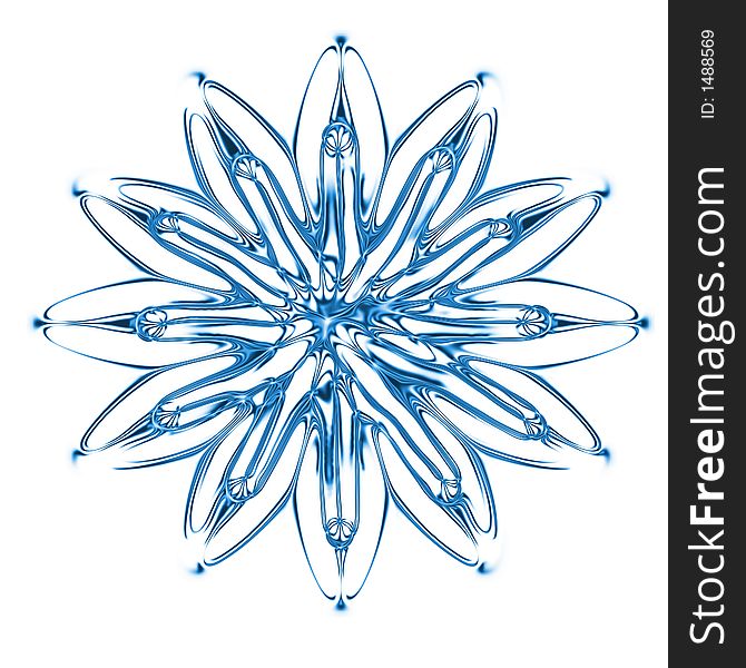 Blue snowflake generated by computer
