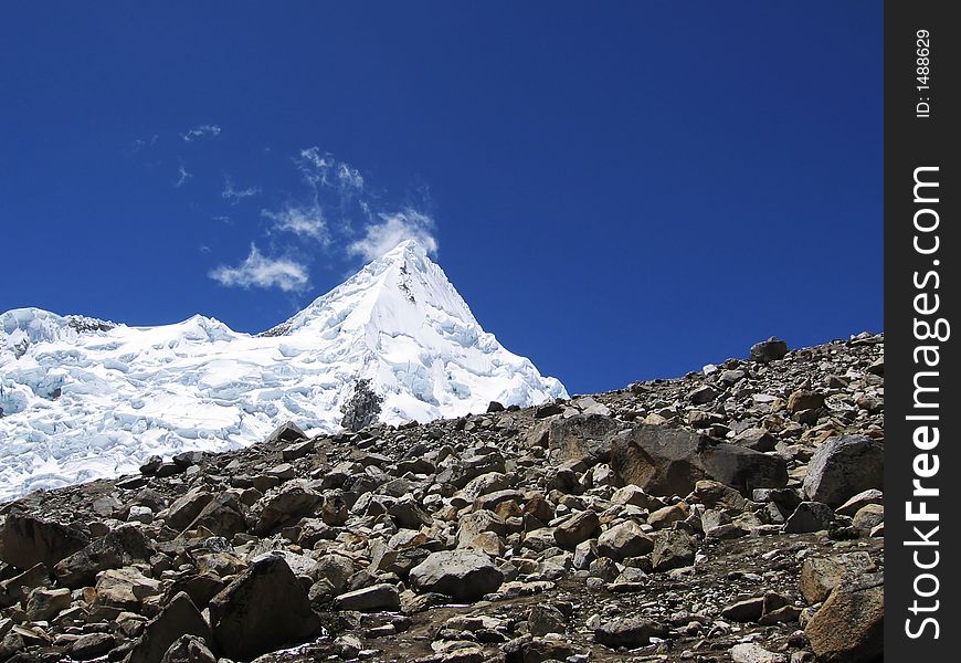 Summit Alpamayo in Cordilleras mountain. Summit Alpamayo in Cordilleras mountain
