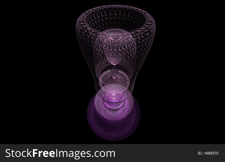 3d Vase Purple Wireframe