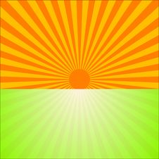 Sunset Over Green Landscape Royalty Free Stock Image Sunset Over Green Landscape Royalty Free Stock Image