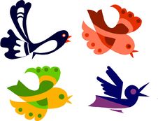 Colorful Birds Set, Illustration Stock Photo Colorful Birds Set, Illustration Stock Photo