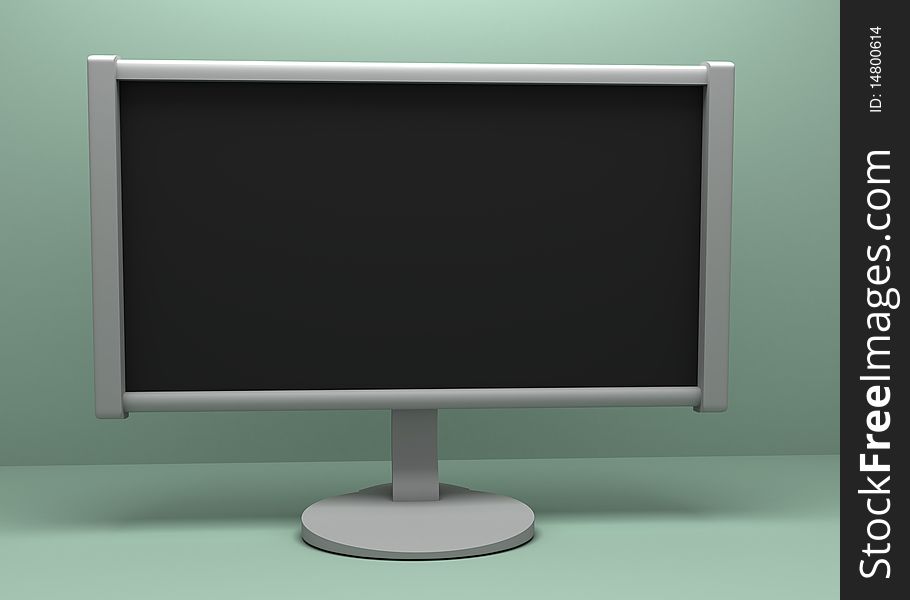 3d monitor with gray coloro on blue background
