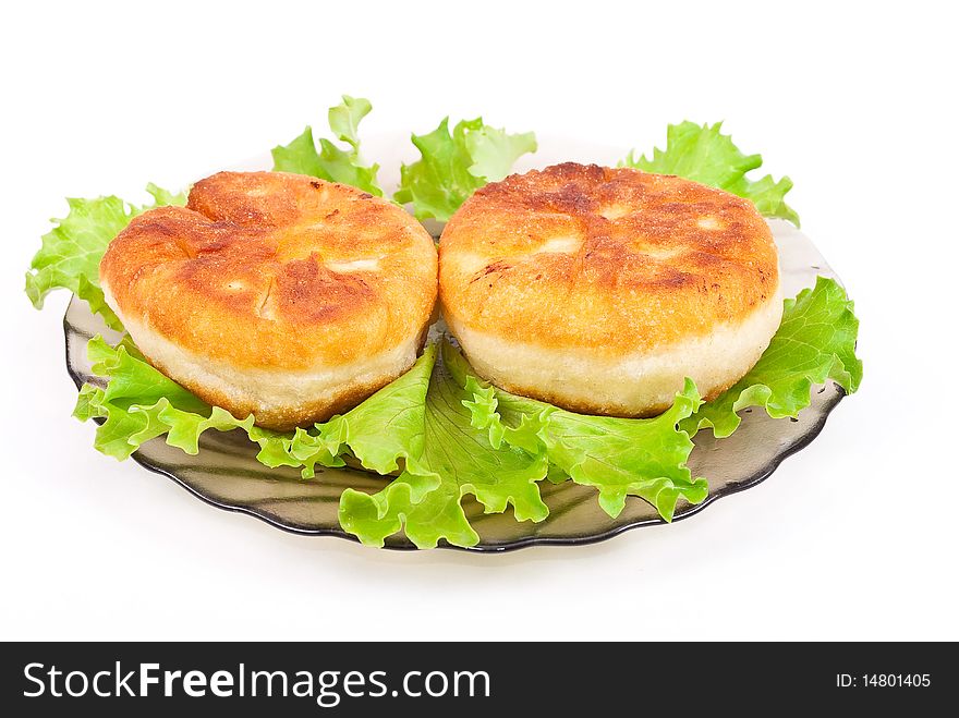 Cakes with meat on white