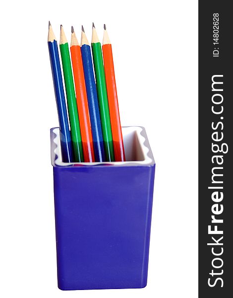 Six pencils kept in a holder
