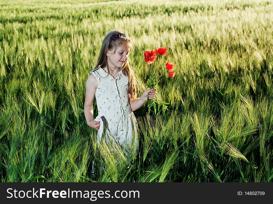 An image of a little girl in the field. An image of a little girl in the field