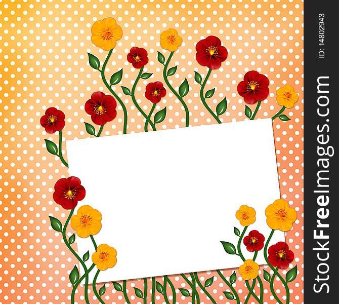 Sheet with flowers on background. Sheet with flowers on background