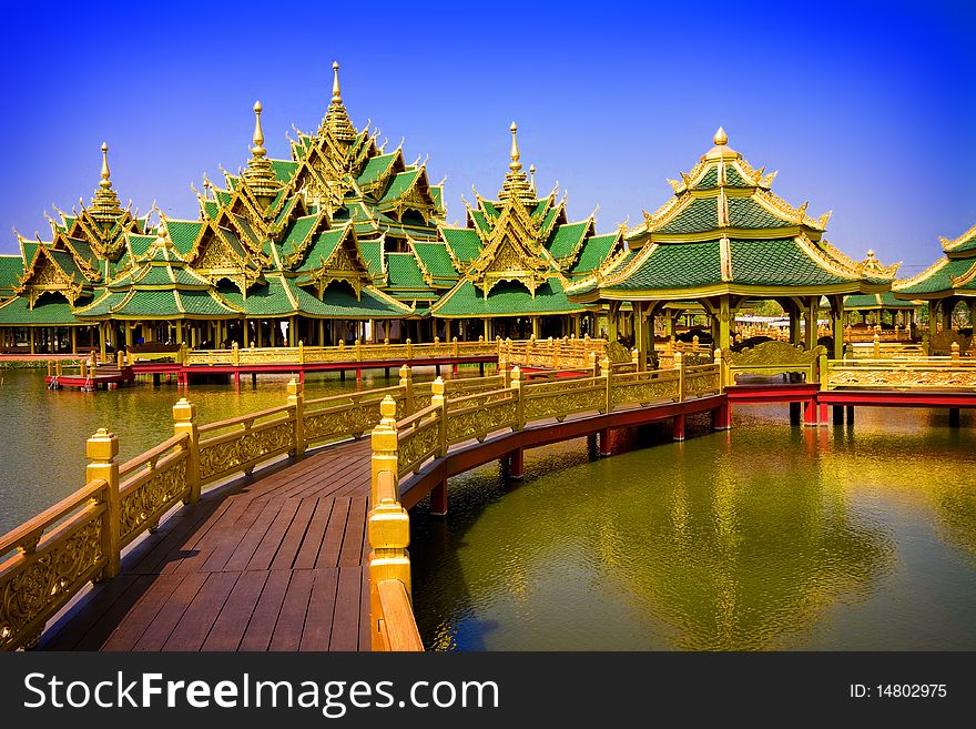 Ancient city blue sky in thailand