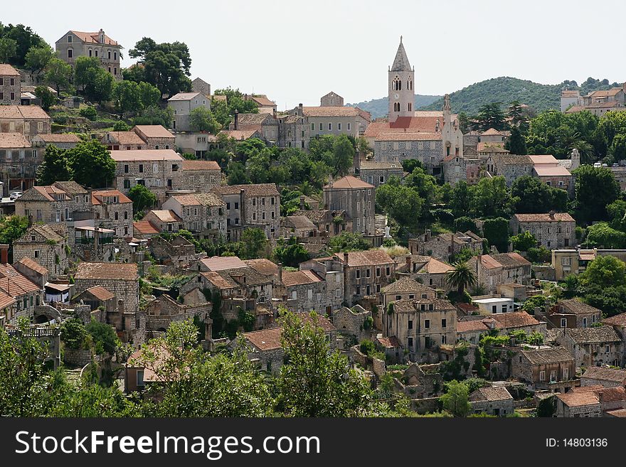 The town of Lastovo on the Croatian island of Lastovo in the Adriatic Sea. The town of Lastovo on the Croatian island of Lastovo in the Adriatic Sea.