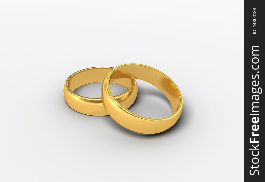 Two gold rings on a white background. Two gold rings on a white background